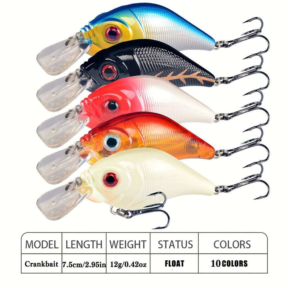 Leurre Méné Dur Wobbler, Matériel De Pêche, Manivelle Artificielle Avec 2 Hameçons Triples, 7.5cm/12g, 1 Pièce FISH