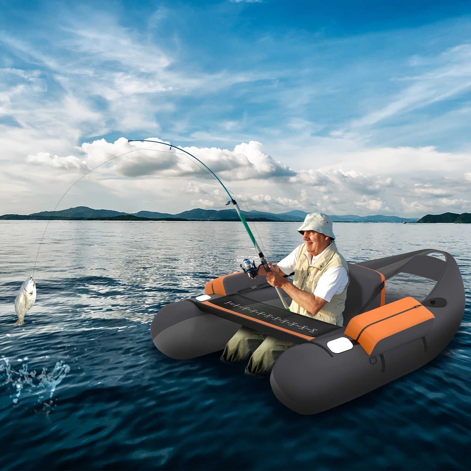 Float Tube flottant gonflable - Bateau de pêche portable FISH