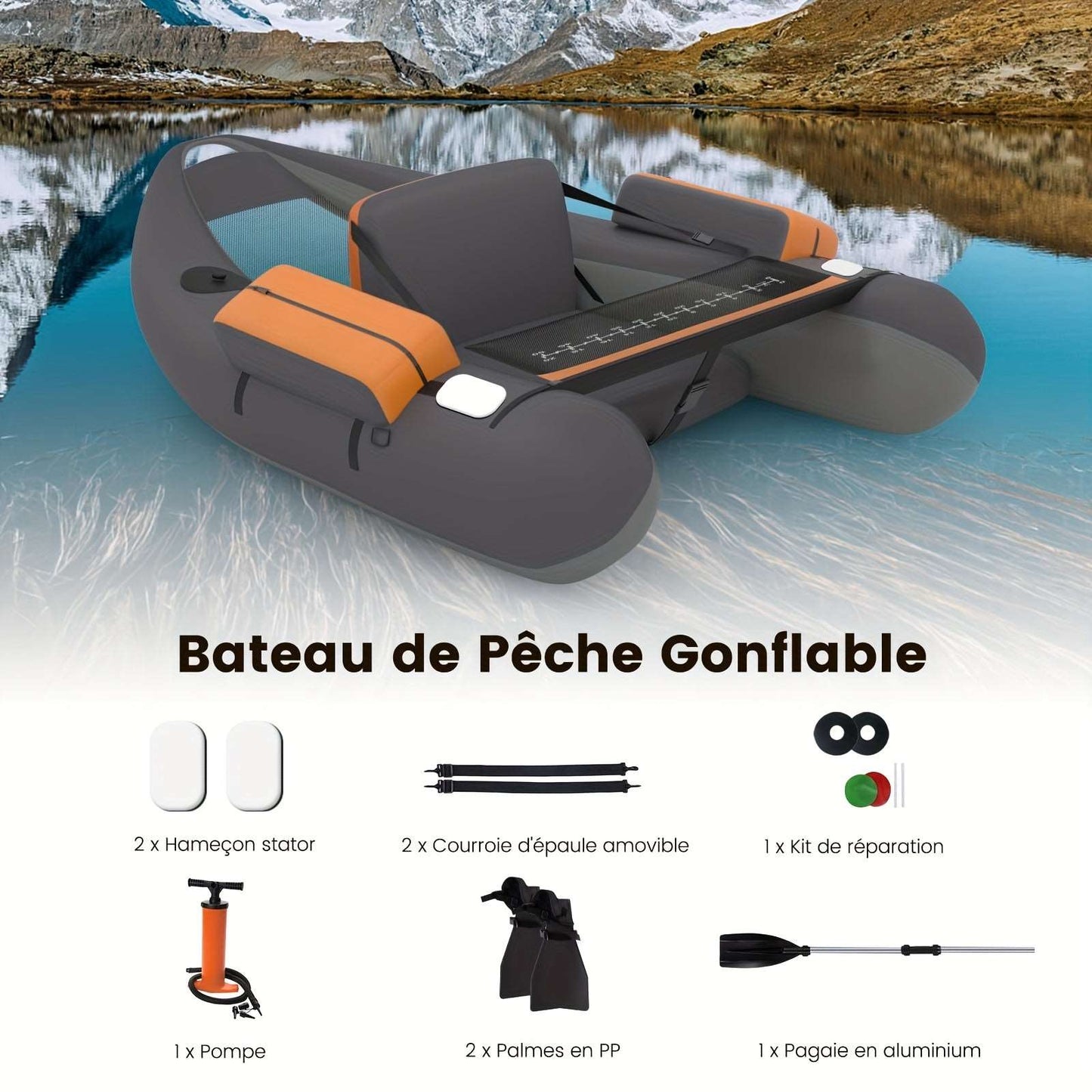 Float Tube flottant gonflable - Bateau de pêche portable FISH