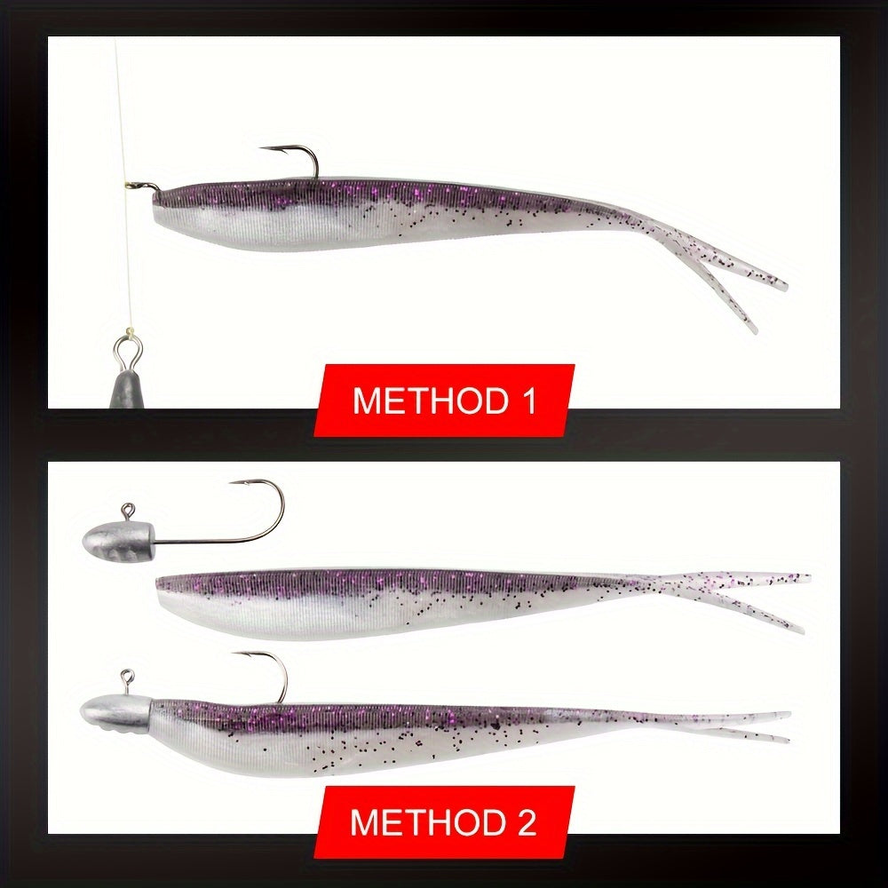 Leurre de pêche souple Spinpoler Soft Jerk Bait - 5,08 cm, 7,62 cm, 10,16 cm - Swimbaits à queue fendue pour bar, truite et perche - 10 pièces/sac FISH