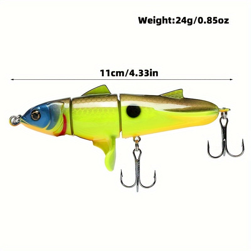 1pc Leurre Crayon Topwater - 11Cm/24G, Swimbait Multi-Articulé avec Hameçons Triples, Appât Dur Flottant pour la Pêche en Eau Douce avec Canne à Pêche et Moulinet Baitcaster FISH