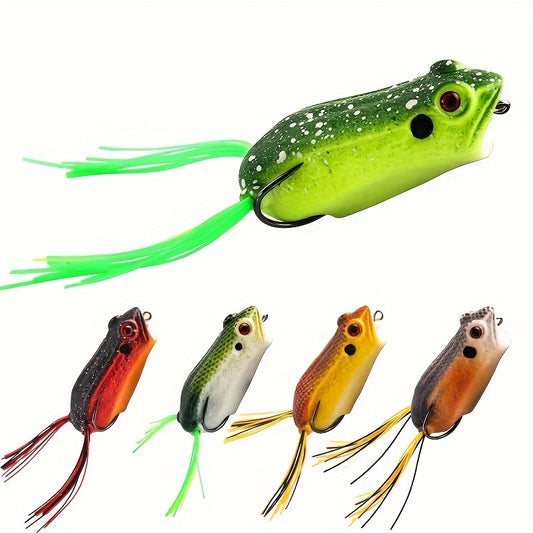 Ensemble de 5 Leurres de Pêche Thunder Frog avec Hameçons Doubles Tranchants - Lancer Long, Polyvalent pour Eau Douce & Salée, Idéal pour la Pêche du Bar, de la Truite, du Silure et des Grenouilles FISH